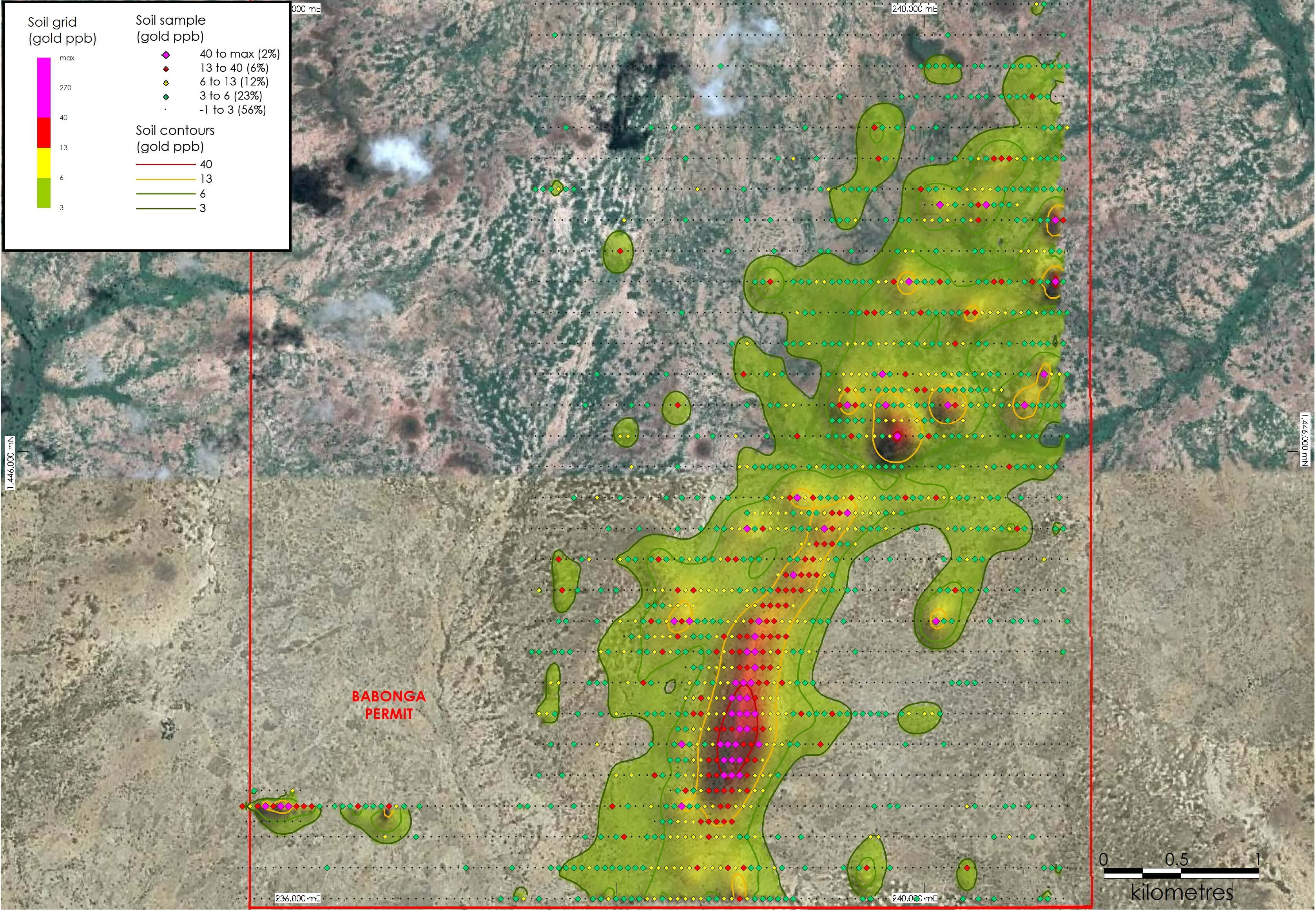 Soil anomaly map, Project Babonga