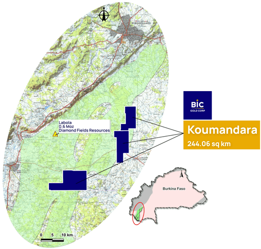 Koumandara Gold Project Location Map